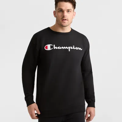 Champion Powerblend Crewneck Sweatshirt, Script Logo - Big & Tall In Black