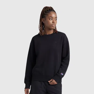 Champion Powerblend Crewneck Sweatshirt, Small "c" In Black