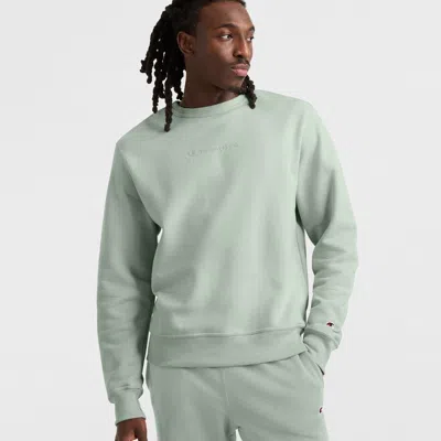 Champion Powerblend Crewneck Sweatshirt, Tonal Script Logo In Green