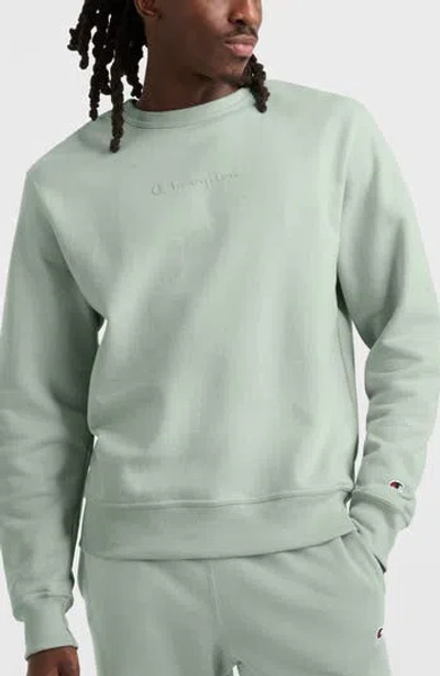 Champion Powerblend Fleece Crewneck Sweatshirt In Clever Sage