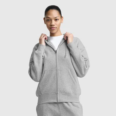 Champion Powerblend Fleece Zip-up Hoodie, C Logo In Gray