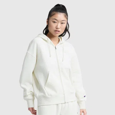 Champion Powerblend Fleece Zip-up Hoodie, C Logo In White
