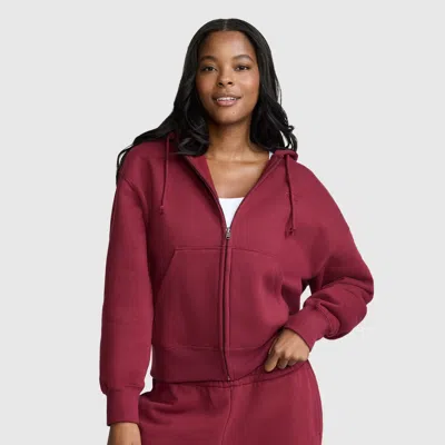 Champion Powerblend Fleece Zip-up Hoodie, C Logo In Cabernet