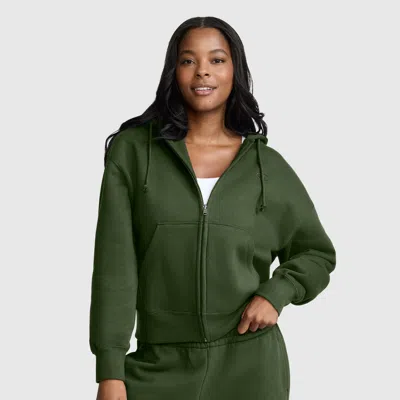 Champion Powerblend Fleece Zip-up Hoodie, C Logo In Chive