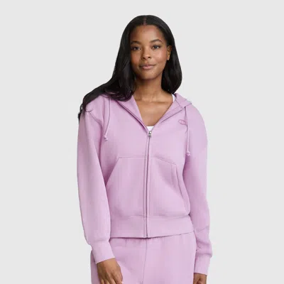 Champion Powerblend Fleece Zip-up Hoodie, C Logo In Smoky Grape