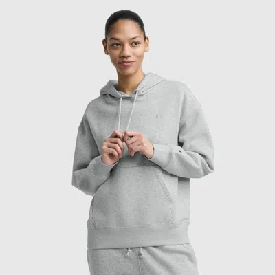 Champion Powerblend Freshman Hoodie, C Logo In Oxford Grey Heather