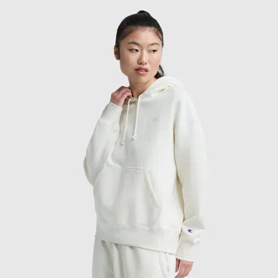 Champion Powerblend Freshman Hoodie, C Logo In Unbleached Cotton