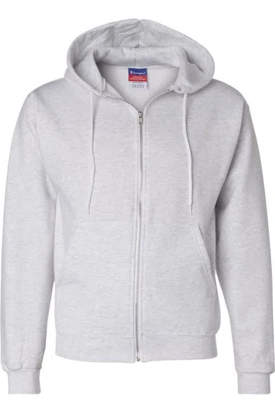 Champion Powerblend Full-zip Hooded Sweatshirt In Gray
