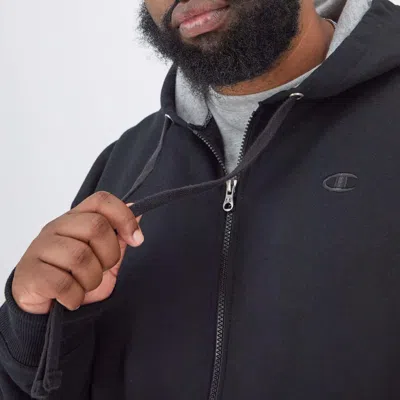Champion Powerblend Full-zip Hoodie, C Logo - Big & Tall In Black