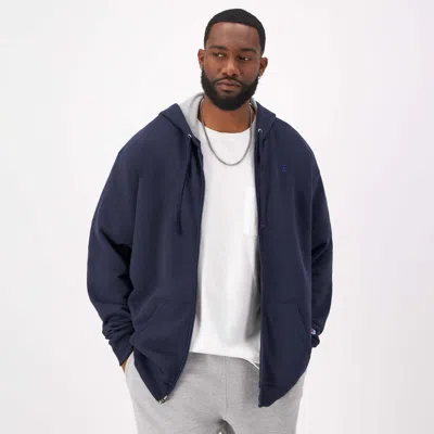 Champion Powerblend Full-zip Hoodie, C Logo - Big & Tall In Blue