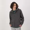 Champion Powerblend Full-zip Hoodie, C Logo In Gray