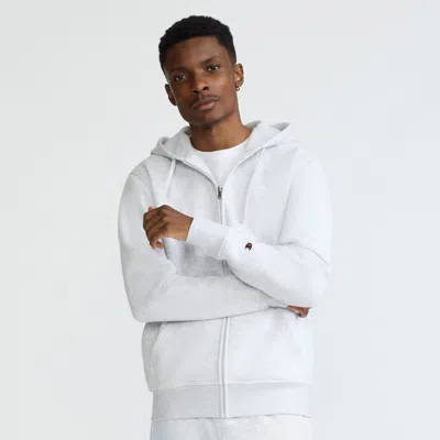 Champion Powerblend Full-zip Hoodie, C Logo In White