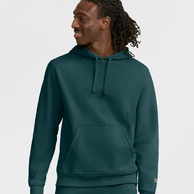 Champion Powerblend Hoodie, C Logo In Green