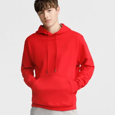 Champion Powerblend Hoodie, C Logo In Red