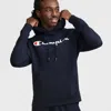 Champion Powerblend Hoodie, Full Script Logo In Blue
