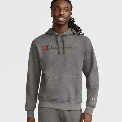 Champion Powerblend Hoodie, Full Script Logo In Gray