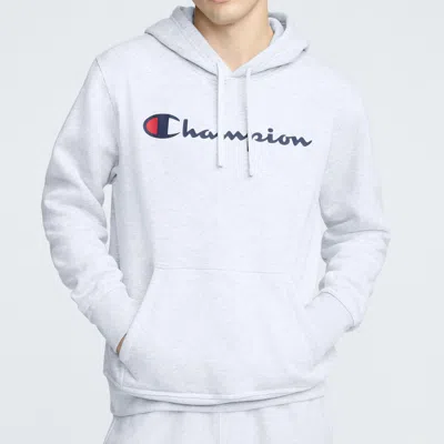 Champion Powerblend Hoodie, Full Script Logo In White
