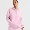 Champion Powerblend Hoodie, Relaxed, Full Embroidered Script Logo In Pink