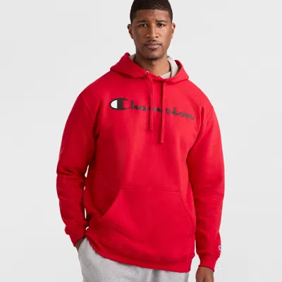 Champion Powerblend Hoodie, Script Logo - Big & Tall In Red