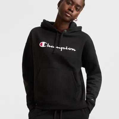 Champion Powerblend Hoodie, Script Logo In Black