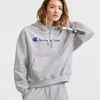 Champion Powerblend Hoodie, Script Logo In Gray