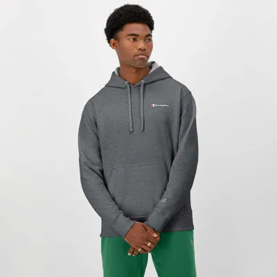 Champion Powerblend Hoodie, Small Script Logo In Gray