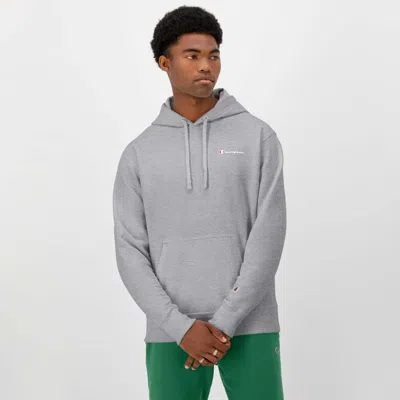 Champion Powerblend Hoodie, Small Script Logo In Gray