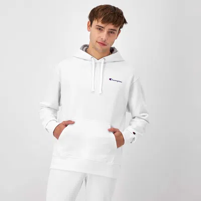 Champion Powerblend Hoodie, Small Script Logo In White