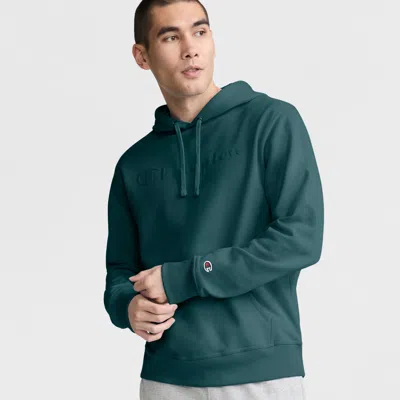Champion Powerblend Hoodie, Tonal Script Logo In Green