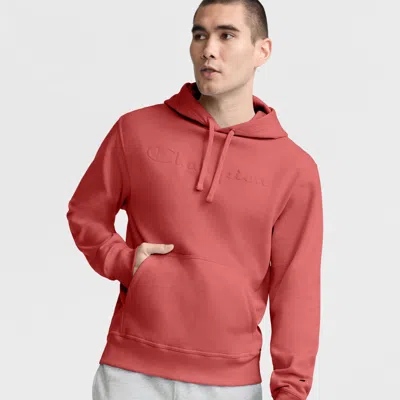 Champion Powerblend Hoodie, Tonal Script Logo In Pink
