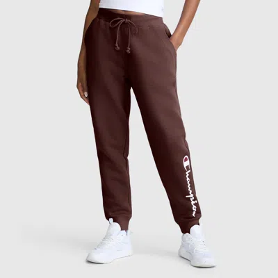 Champion Powerblend Joggers, Classic Script Logo In Bitter Chocolate