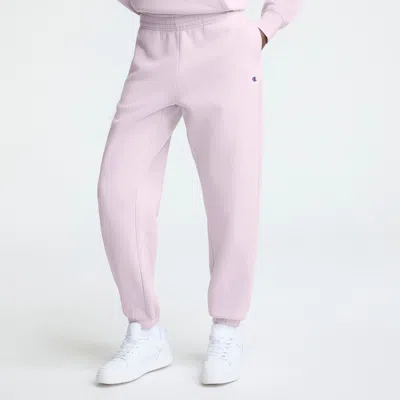 Champion Powerblend Oversized Sweatpants, C Logo In Pink