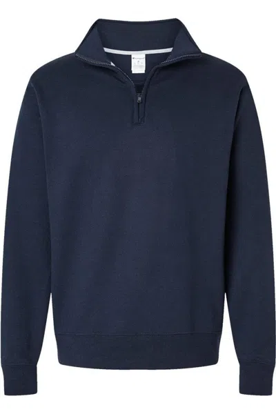 Champion Powerblend Quarter-zip Sweatshirt In Blue
