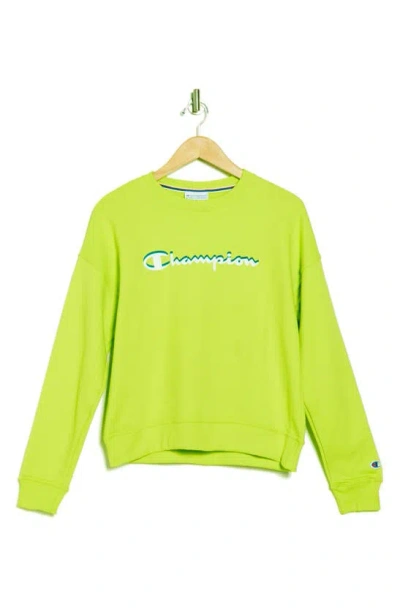 Champion Powerblend Relaxed Crewneck Sweatshirt In Sweet Green