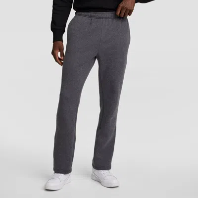 Champion Powerblend Sweatpants, Open Hem, C Logo In Gray