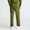 Champion Powerblend Sweatpants, Open Hem, C Logo In Green