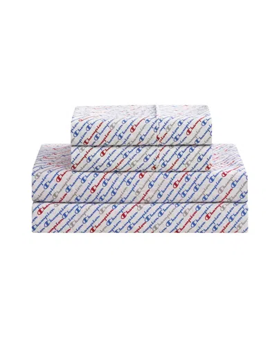 Champion Printed 4-piece Microfiber Sheet Set, Full In Multi