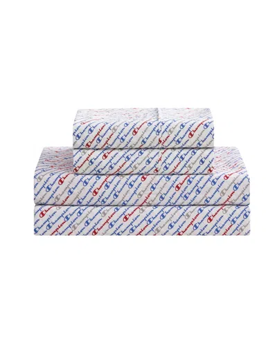 Champion Printed 4-piece Microfiber Sheet Set, King In Multi