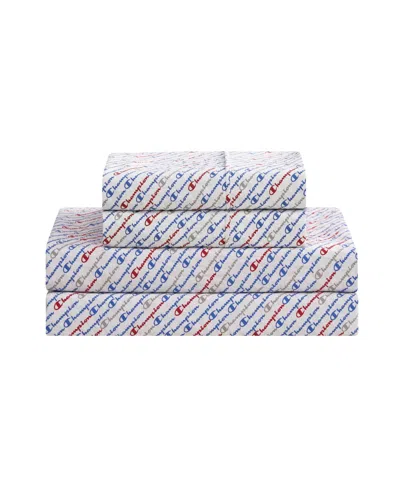 Champion Printed 4-piece Microfiber Sheet Set, Queen In Multi