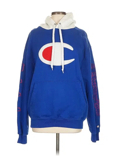 Pre-owned Champion Pullover Hoodie In Blue