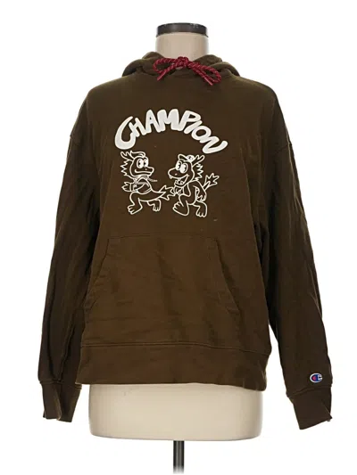 Pre-owned Champion Pullover Hoodie In Brown