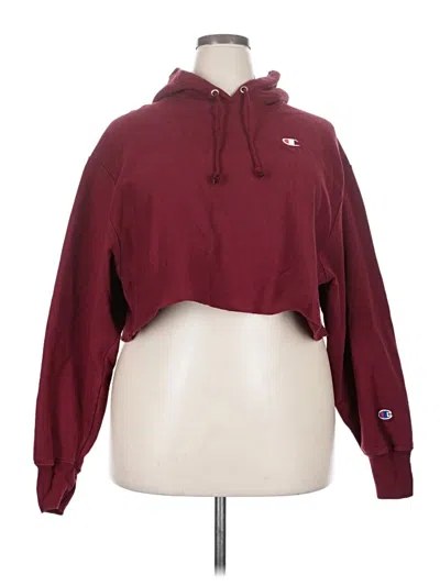 Pre-owned Champion Pullover Hoodie In Burgundy