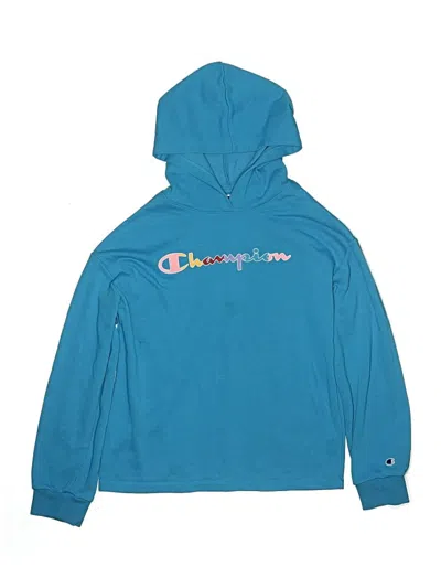 Pre-owned Champion Kids' Pullover Hoodie In Teal