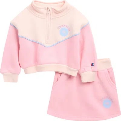 Champion Babies'  Quarter Zip Pullover & Skirt Set In Pink