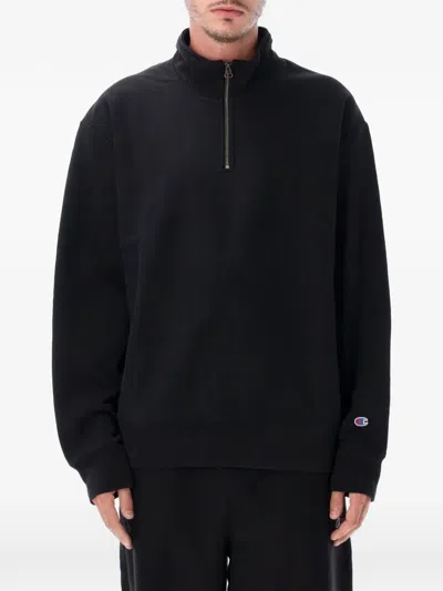 Champion Reverse Weave Half-zip Sweatshirt In Black