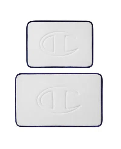 Champion Quilted Logo Memory Foam 2-piece Bath Mat Set In Gray