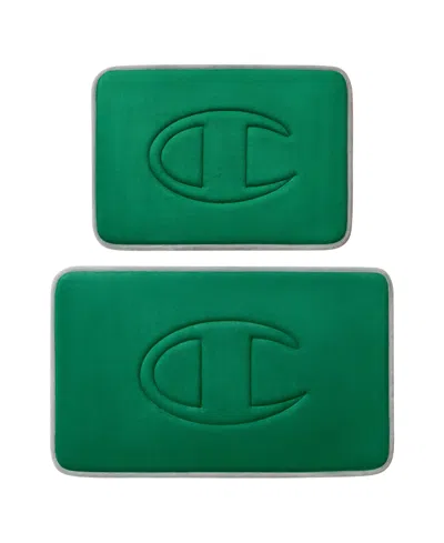 Champion Quilted Logo Memory Foam 2-piece Bath Mat Set In Green