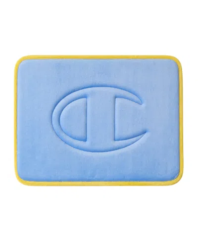Champion Quilted Logo Memory Foam Bath Mat, 17" X 24" In Blue