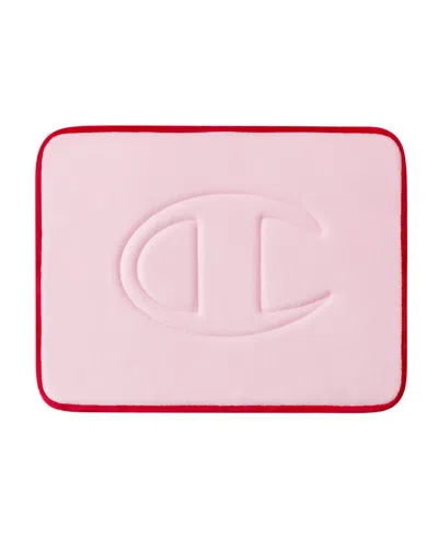 Champion Quilted Logo Memory Foam Bath Mat, 17" X 24" In Pink