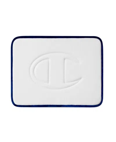 Champion Quilted Logo Memory Foam Bath Mat, 17" X 24" In White